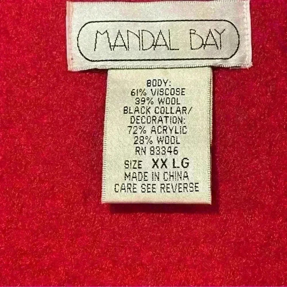 Vintage Mandal Bay wool blend Coat XXL pleated shawl collar pockets Flower Front - Picture 3 of 10